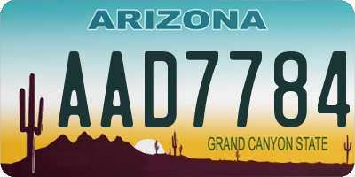 AZ license plate AAD7784