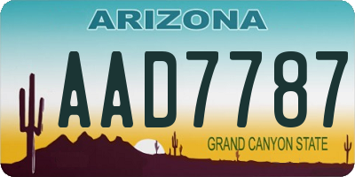 AZ license plate AAD7787