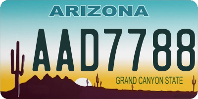 AZ license plate AAD7788