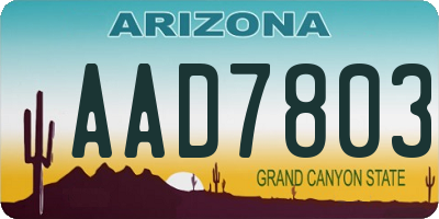 AZ license plate AAD7803