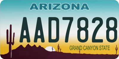 AZ license plate AAD7828