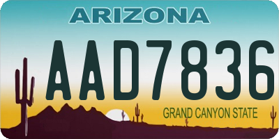 AZ license plate AAD7836