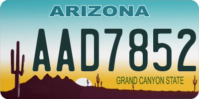 AZ license plate AAD7852
