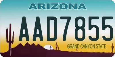 AZ license plate AAD7855
