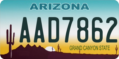 AZ license plate AAD7862