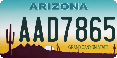 AZ license plate AAD7865