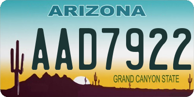 AZ license plate AAD7922