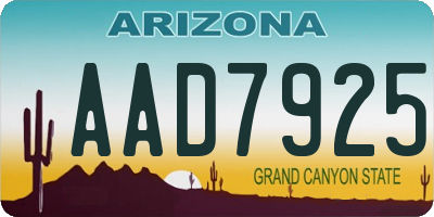 AZ license plate AAD7925