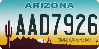 AZ license plate AAD7926
