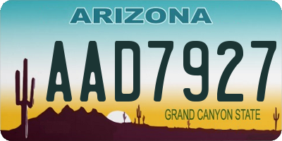 AZ license plate AAD7927