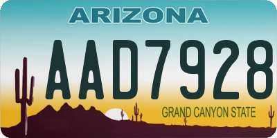 AZ license plate AAD7928