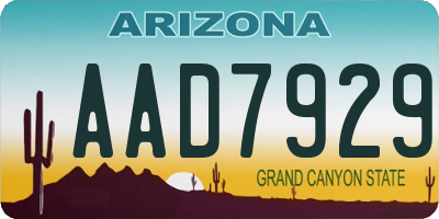 AZ license plate AAD7929