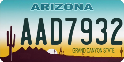 AZ license plate AAD7932
