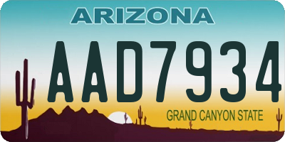 AZ license plate AAD7934