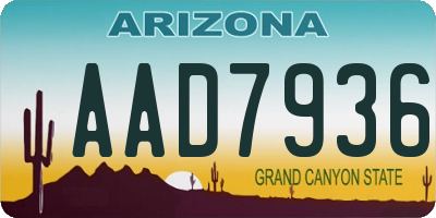 AZ license plate AAD7936