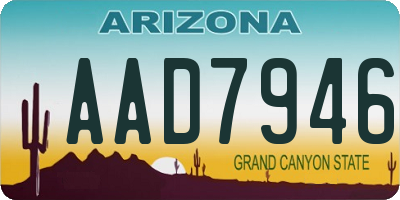 AZ license plate AAD7946
