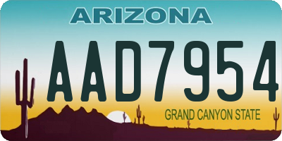 AZ license plate AAD7954
