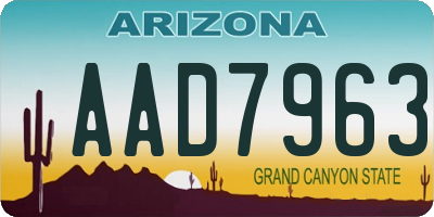 AZ license plate AAD7963