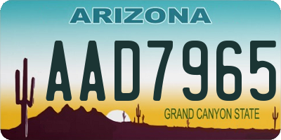 AZ license plate AAD7965