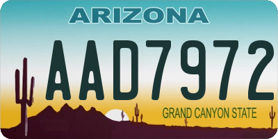 AZ license plate AAD7972