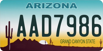 AZ license plate AAD7986