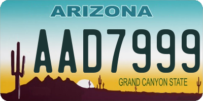 AZ license plate AAD7999