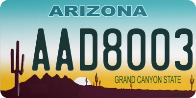 AZ license plate AAD8003