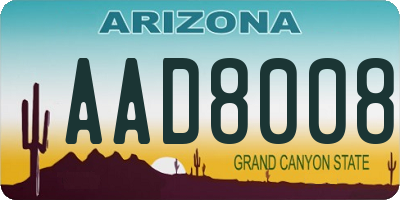 AZ license plate AAD8008