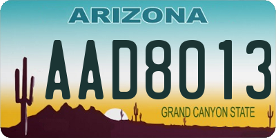 AZ license plate AAD8013