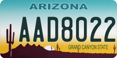 AZ license plate AAD8022