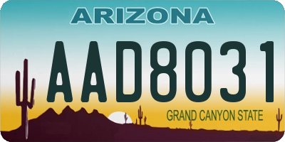 AZ license plate AAD8031