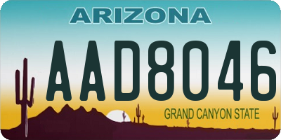 AZ license plate AAD8046