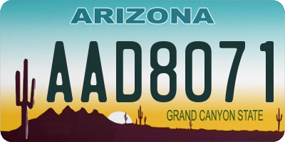 AZ license plate AAD8071