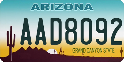 AZ license plate AAD8092