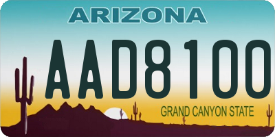 AZ license plate AAD8100