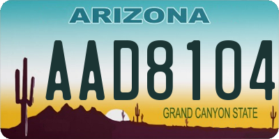 AZ license plate AAD8104