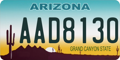 AZ license plate AAD8130