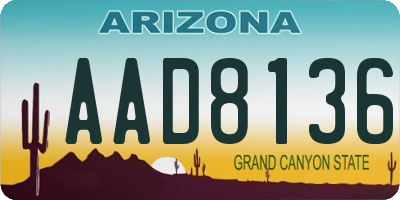 AZ license plate AAD8136