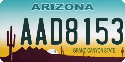 AZ license plate AAD8153