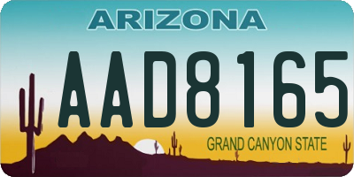 AZ license plate AAD8165