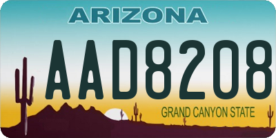 AZ license plate AAD8208