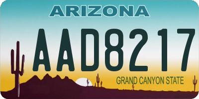 AZ license plate AAD8217