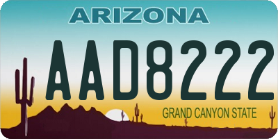 AZ license plate AAD8222