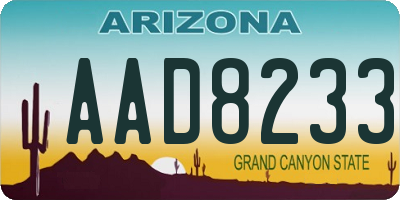 AZ license plate AAD8233