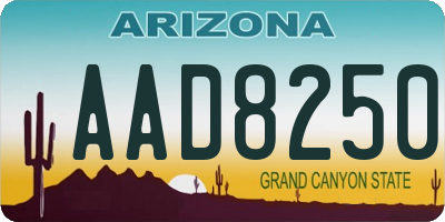 AZ license plate AAD8250