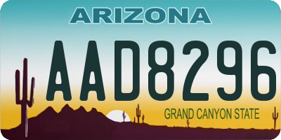 AZ license plate AAD8296