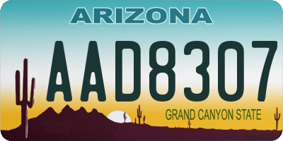 AZ license plate AAD8307