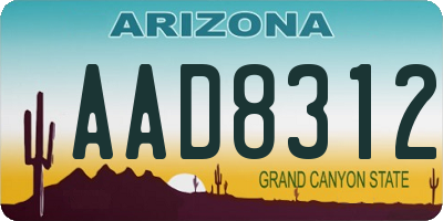 AZ license plate AAD8312