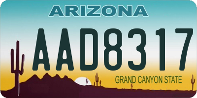 AZ license plate AAD8317