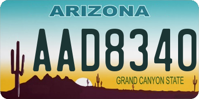 AZ license plate AAD8340
